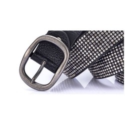 Women's punk rivet leather belt - vintage pin buckle jeans waistbandBelts