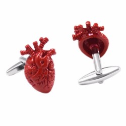 3D Red heart stainless steel cufflinksCufflinks
