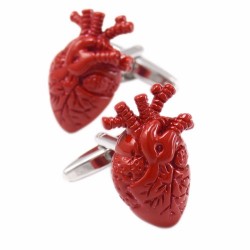 3D Red heart stainless steel cufflinksCufflinks