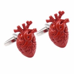 3D Red heart stainless steel cufflinksCufflinks
