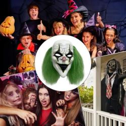 Green hair skeleton joker mask - Scary luminous clown headMasks