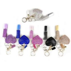Diamond heart keychain - with fashionable lanyard mini perfume bottlePerfumes