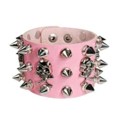 PulserasNon-Conformist Leather Bracelet Street Dance Performance Ghost Head Couple's Holiday Gift Wristband Punk Style Jewelry