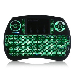Reproductor multimediaiPazzPort Mini teclado inalámbrico Touchpad con retroiluminación LED Silencio