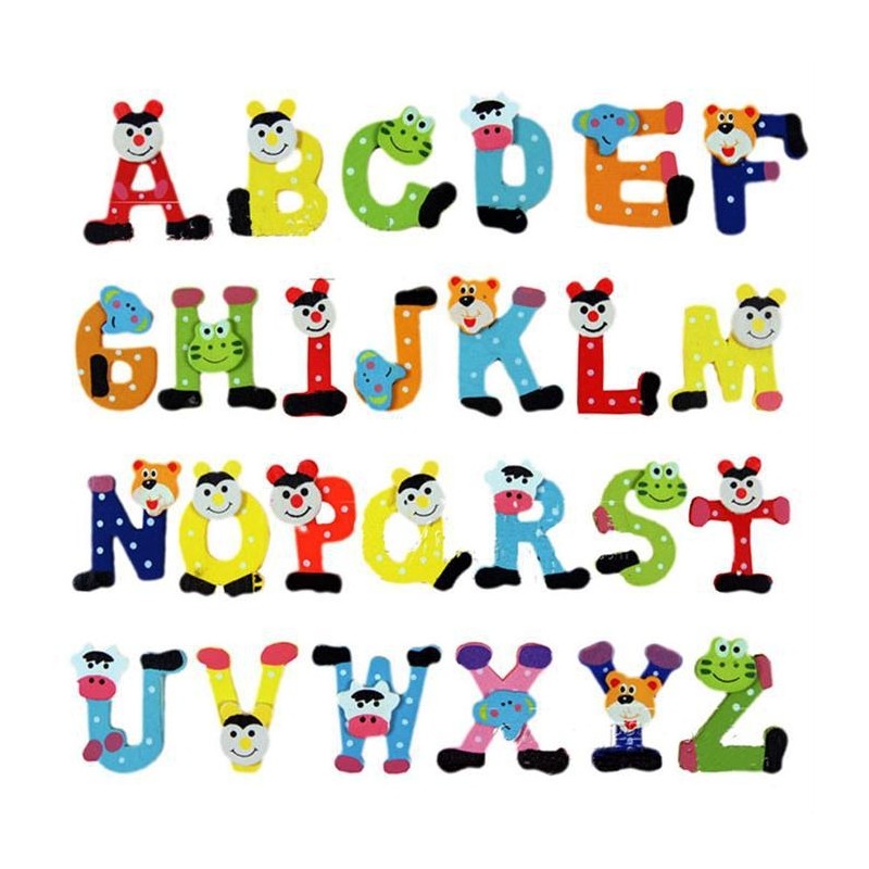 Wood 26 Alphabet Letters Fridge Magnets Educational ToyEducational