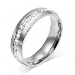 AnillosOro - anillo clásico plateado con zirconia