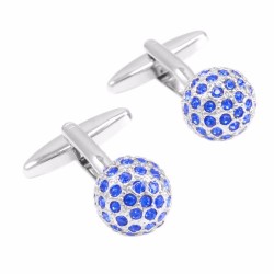 GemelosEnlaces de cristal azul redondo de lujo