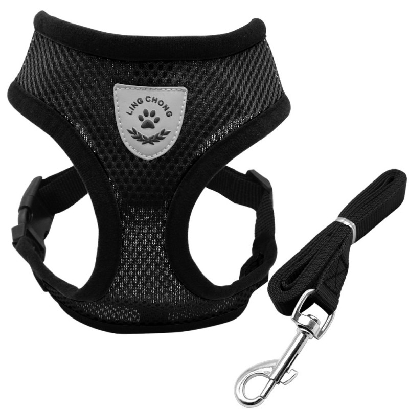Puppy & dog breathable nylon mesh harness & leash setCollars & Leads