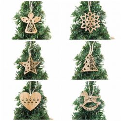 NavidadÁrbol de Navidad Navidad decoración colgantes huecos de madera 6 piezas