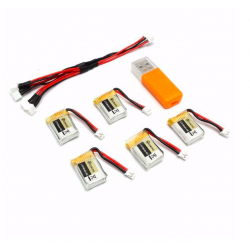 BateríasCada uno de los cuadricoteros RC E010 E010C 3.7V 150MAH batería de actualización 45C cargador USB conjunto 5 piezas