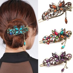 Pinzas de cabelloVintage - rhinestones flores & clip de pelo mariposa