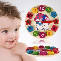 De maderaReloj de rompecabezas de madera con 12 números - juguete
