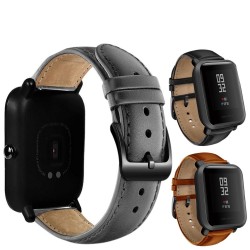 Leather watch band with black buckle for Xiaomi Huami Amazfit BipSmart-Wear
