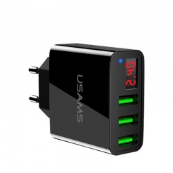 Cargadores3.4Un cargador USB de 3 puertos rápido inteligente con pantalla LED - enchufe de la UE