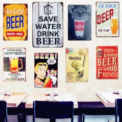 Plaques & SignsSAVE WATER DRINK BEER vintage metal poster - wall sticker