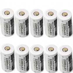 BateríasCR123A 16340 - 2200mAh 3.7V - batería recargable 10 piezas