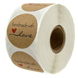 Adhesivos & cintasHecha a mano con Amor - papel kraft natural - pegatinas redondas - 500 piezas