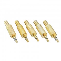 EnchufesCable de coaxi macho de 3,5 mm de oro - conector de adaptador de audio profesional 5 piezas