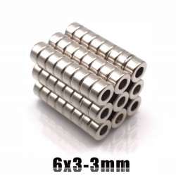 N35 - neodymium magnet - strong ring with hole - 6 * 3 * 3mm - 50 piecesN35