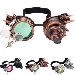 Steampunk & gothic round glasses - vintage rivet goggle with lightSunglasses