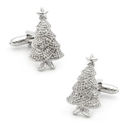 Cufflinks with a silver Christmas treeCufflinks