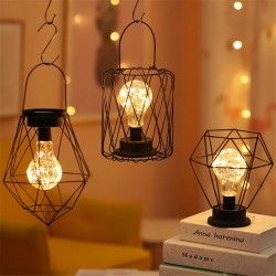 Luces & IluminaciónLinterna de hierro forjado vintage - luz de noche - lámpara de mesa LED
